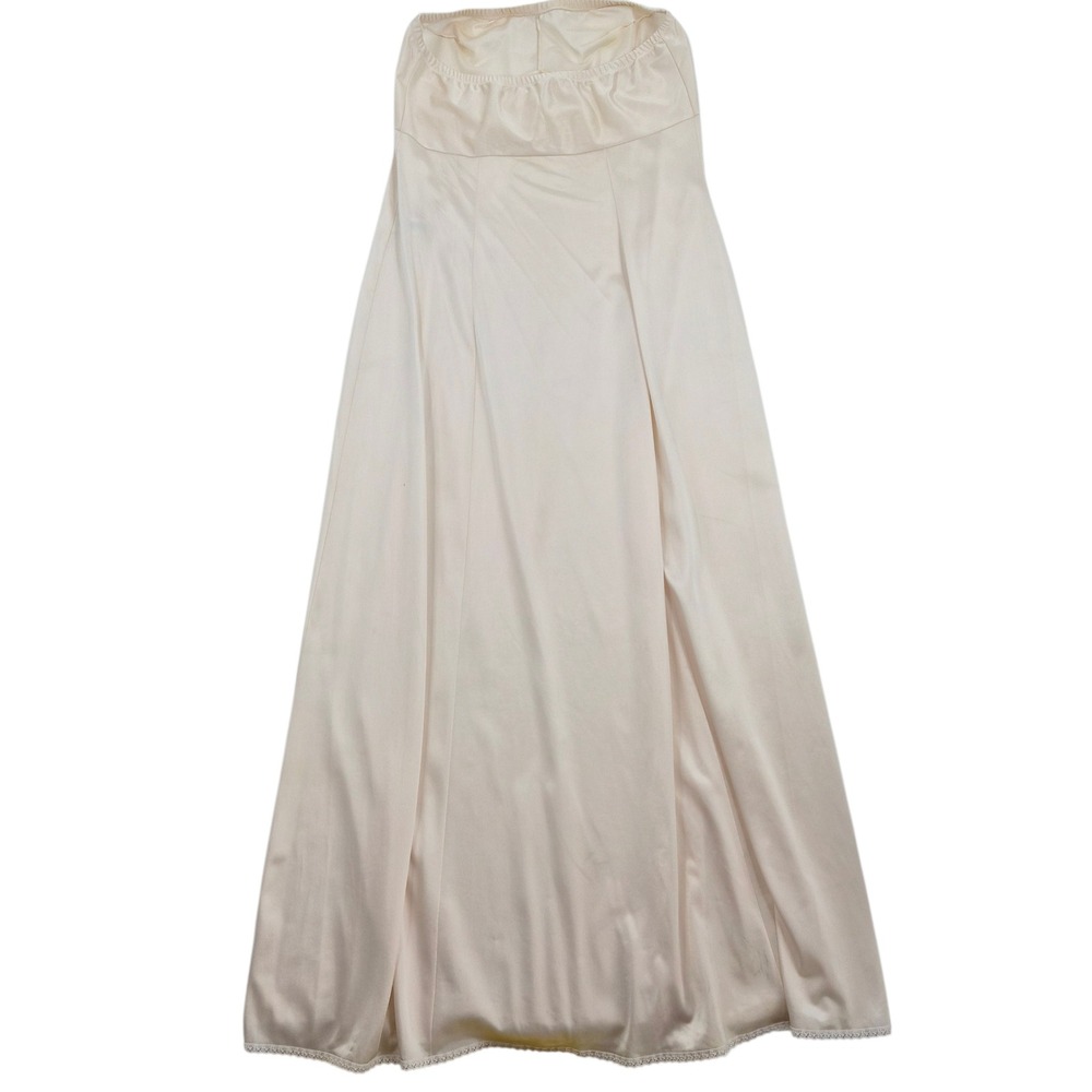 Vanity Fair Vintage Maxi Strapless Slip Cream Lace‎ Trim Nylon USA Size 36LL